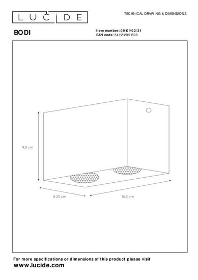 Lucide BODI Deckenleuchte 2x GU10 Weiß 09101/02/31