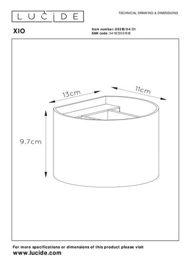 Lucide XIO LED Wandleuchte G9 3,5W dimmbar Weiß 09218/04/31