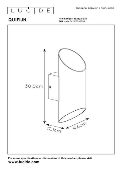 Lucide QUIRIJN Wandleuchte G9 Schwarz, Mattes Gold, Messing 09233/01/30