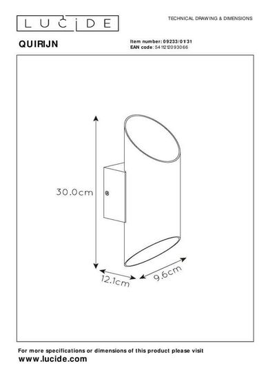 Lucide QUIRIJN Wandleuchte G9 Weiß, Mattes Gold, Messing 09233/01/31