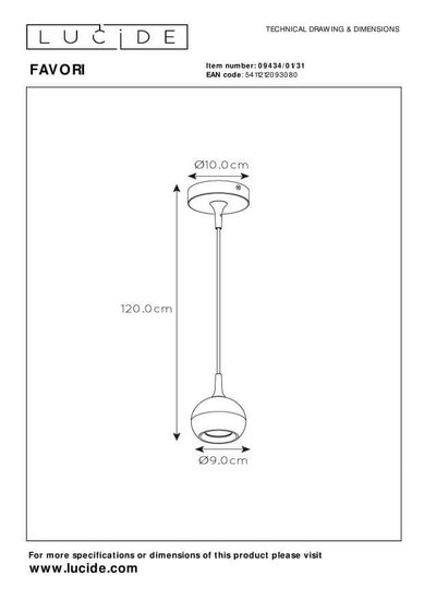 Lucide FAVORI Pendelleuchte GU10 Weiß, Mattes Gold, Messing 09434/01/31