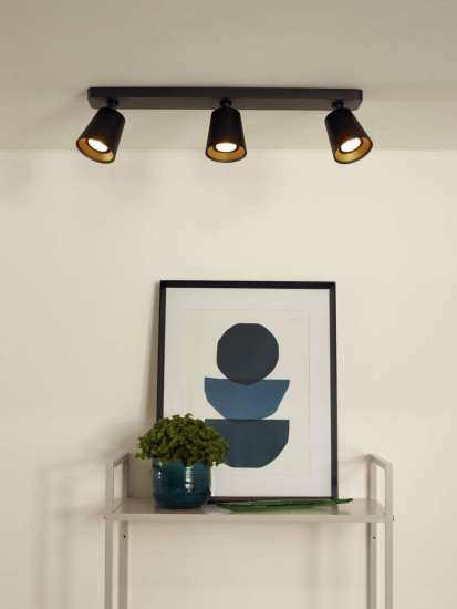 Lucide TURNON LED Deckenleuchte 3x GU10 Dim-to-warm 3x 5W dimmbar 360° drehbar Schwarz, Mattes Gold, Messing 95Ra 09928/15/30