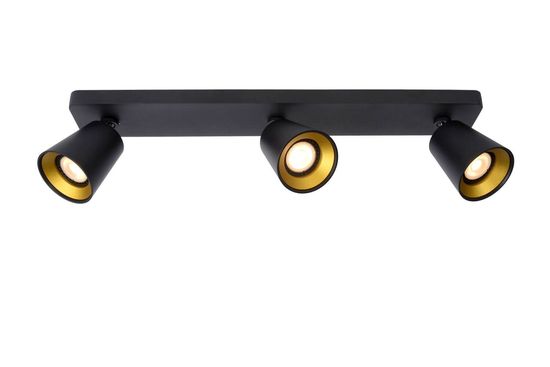 Lucide TURNON LED Deckenleuchte 3x GU10 Dim-to-warm 3x 5W dimmbar 360° drehbar Schwarz, Mattes Gold, Messing 95Ra 09928/15/30