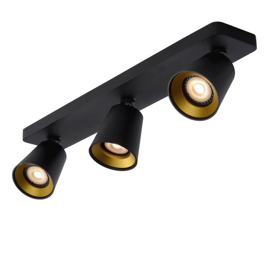 Lucide TURNON LED Deckenleuchte 3x GU10 Dim-to-warm 3x 5W dimmbar 360° drehbar Schwarz, Mattes Gold, Messing 95Ra 09928/15/30