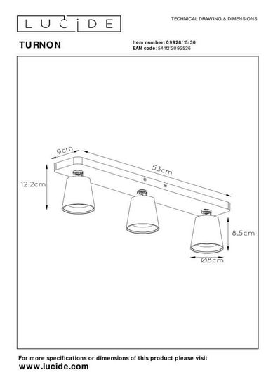 Lucide TURNON LED Deckenleuchte 3x GU10 Dim-to-warm 3x 5W dimmbar 360° drehbar Schwarz, Mattes Gold, Messing 95Ra 09928/15/30