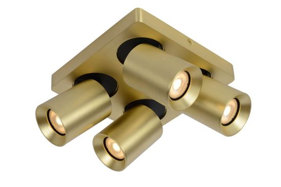 Lucide NIGEL LED Deckenleuchte 4x GU10 Dim-to-warm 4x 5W dimmbar drehbar Mattes Gold, Messing 95Ra 09929/20/02