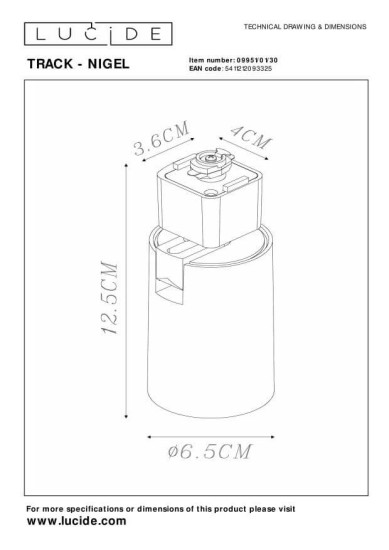Lucide TRACK - NIGEL Deckenleuchte GU10 360° drehbar Schwarz 09951/01/30