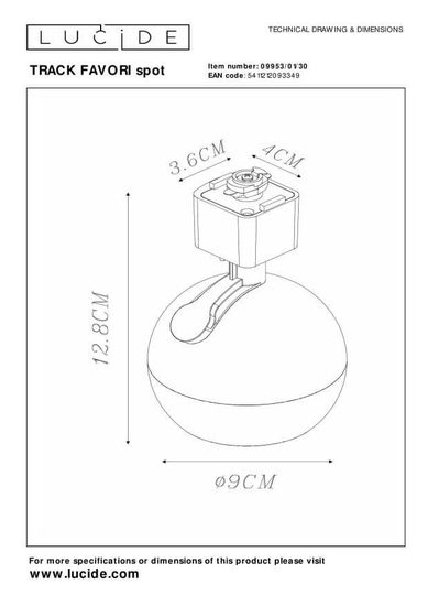 Lucide TRACK FAVORI spot Deckenleuchte GU10 360° drehbar Schwarz 09953/01/30