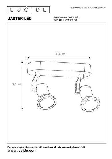 Lucide JASTER-LED LED Deckenleuchte 2x GU10 2x 5W 360° drehbar Weiß 11903/10/31
