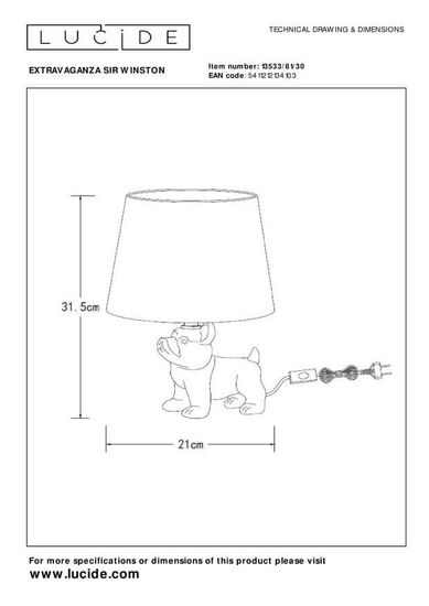 Lucide EXTRAVAGANZA SIR WINSTON Tischlampe E14 Schwarz, Schwarz 13533/81/30