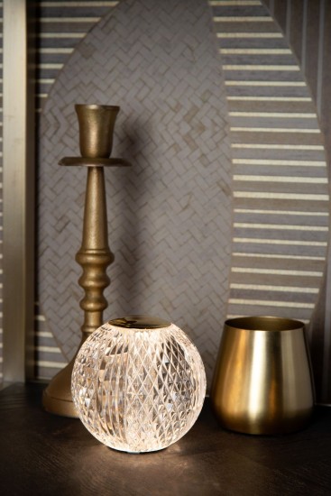 Lucide CINTRA LED Tischlampe 3-Stufen-Dimmer 1,5W dimmbar Transparent, Mattes Gold, Messing 95Ra 13599/01/60