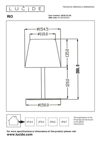 Lucide RIO LED Tischlampe Außen Outdoor RGB 1,8W dimmbar Multifärben, Schwarz IP44 13815/02/99