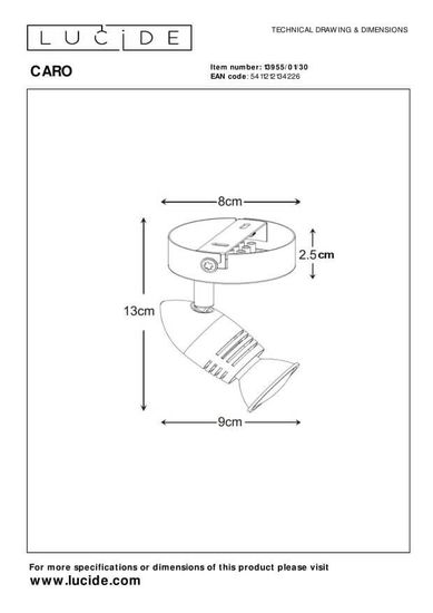 Lucide CARO Deckenleuchte GU10 360° drehbar Schwarz 13955/01/30