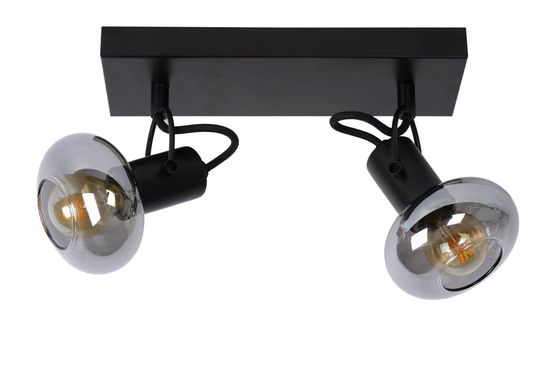 Lucide MADEE Deckenleuchte 2x E14 360° drehbar Schwarz, Rauchfarbe Grau 17993/02/30