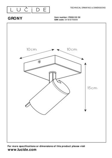 Lucide GRONY LED Deckenleuchte GU10 Dim-to-warm 5W dimmbar 360° drehbar Schwarz, Mattes Gold, Messing 95Ra 17998/05/30