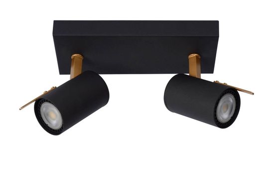 Lucide GRONY LED Deckenleuchte 2x GU10 Dim-to-warm 2x 5W dimmbar 360° drehbar Schwarz, Mattes Gold, Messing 95Ra 17998/10/30