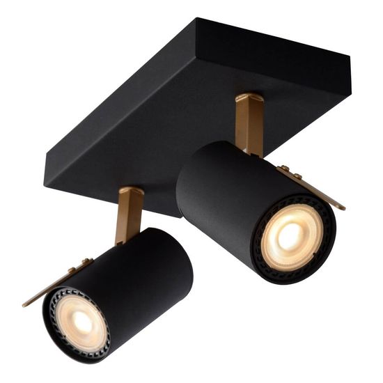 Lucide GRONY LED Deckenleuchte 2x GU10 Dim-to-warm 2x 5W dimmbar 360° drehbar Schwarz, Mattes Gold, Messing 95Ra 17998/10/30