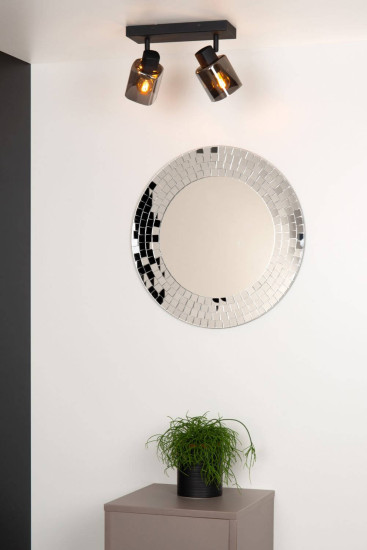 Lucide ALION Deckenleuchte 2x E14 360° drehbar Schwarz, Rauchfarbe Grau 17999/02/30