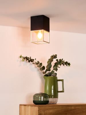 Lucide RIXT Deckenleuchte E27 Schwarz, Mattes Gold, Messing 21120/01/30