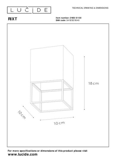Lucide RIXT Deckenleuchte E27 Schwarz, Mattes Gold, Messing 21120/01/30