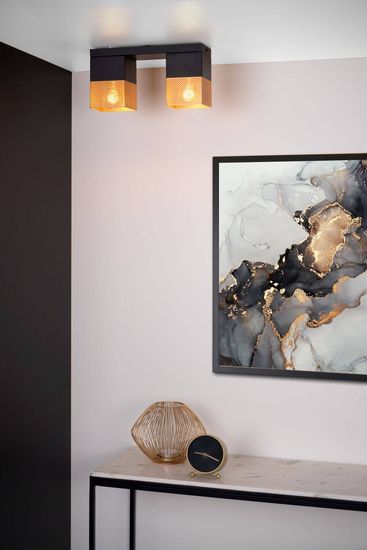 Lucide RENATE Deckenleuchte 2x E27 Mattes Gold, Messing, Schwarz 21123/02/02