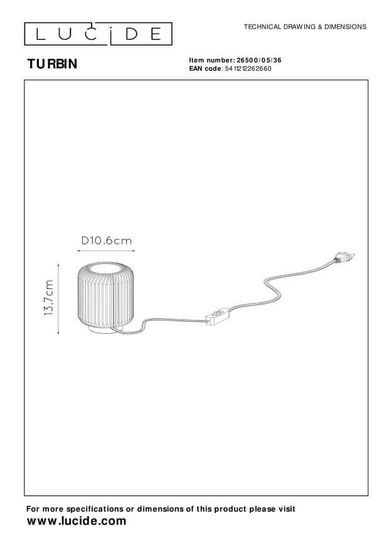 Lucide TURBIN LED Tischlampe 5W Grau 26500/05/36