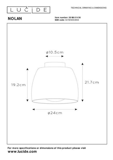 Lucide NOLAN Deckenleuchte E27 Schwarz, Mattes Gold, Messing 30188/01/30