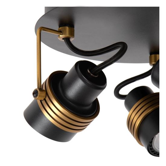 Lucide TUNDRAN Deckenleuchte 3x GU10 360° drehbar Schwarz, Mattes Gold, Messing 34944/13/30