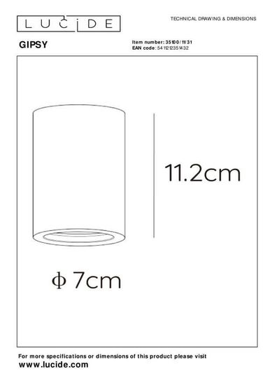 Lucide GIPSY Deckenleuchte GU10 Weiß 35100/11/31
