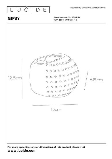 Lucide GIPSY Wandleuchte G9 Weiß 35203/13/31