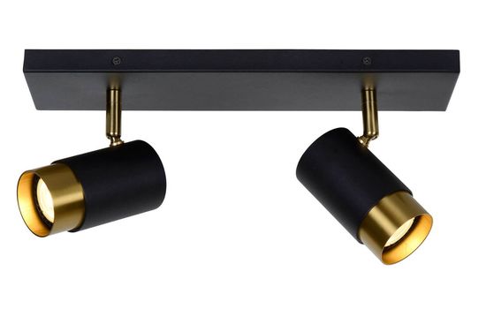Lucide FLORIS Deckenleuchte 2x GU10 360° drehbar Schwarz, Mattes Gold, Messing 35913/02/30