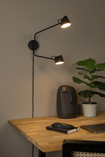 Lucide MILNE LED Wandleuchte 2-fach 8W dimmbar Warmweiss Modern Schwarz 44216/12/30