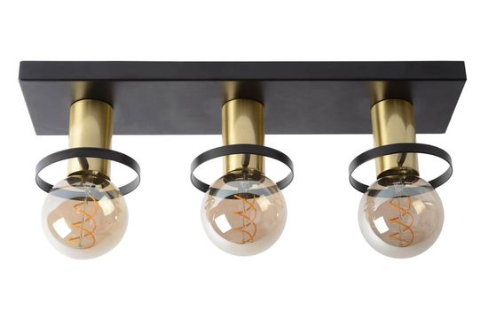 Lucide ANAKA Deckenleuchte 3x E27 Schwarz, Mattes Gold, Messing 45179/03/30