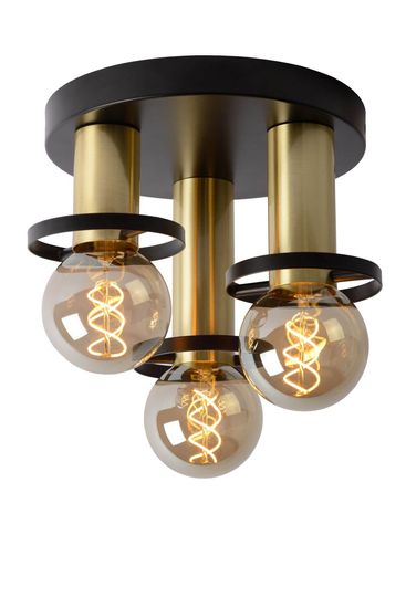 Lucide ANAKA Deckenleuchte 3x E27 Schwarz, Mattes Gold, Messing 45179/13/30