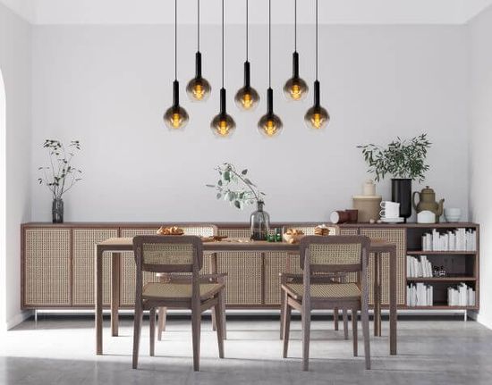 Lucide MARIUS Pendelleuchte 7x E27 Schwarz, Rauchfarbe Grau 45402/07/30