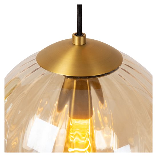 Lucide MONSARAZ Pendelleuchte E27 Amber, Schwarz 45493/30/62