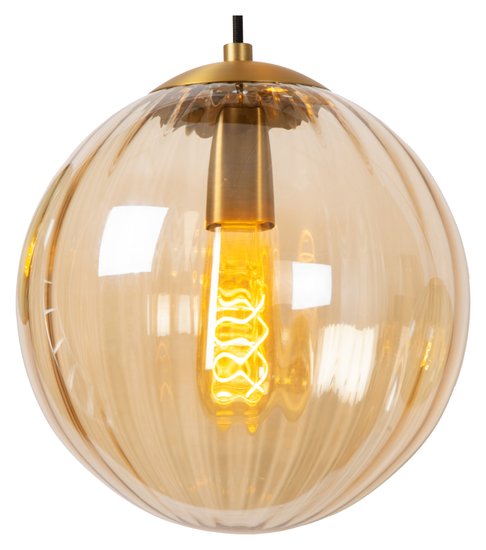 Lucide MONSARAZ Pendelleuchte E27 Amber, Schwarz 45493/30/62