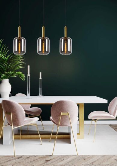 Lucide JOANET Pendelleuchte 3x E27 Rauchfarbe Grau, Mattes Gold, Messing 45494/03/65