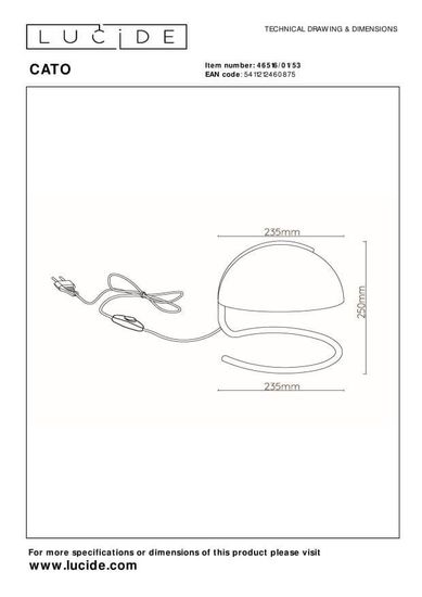 Lucide CATO Tischlampe E27 Orange, Mattes Gold, Messing 46516/01/53