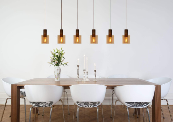 Lucide TOLEDO Pendelleuchte 3x E27 Amber, Kupfer 74405/03/62