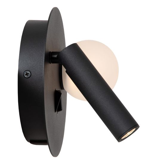 Lucide MATIZ LED Wandleuchte USB Aufladung 3,7W 360° drehbar Schwarz, Opal 77286/02/30