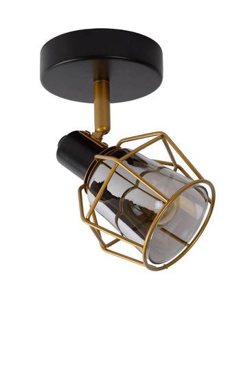 Lucide NILA Deckenleuchte E14 360° drehbar Schwarz, Rauchfarbe Grau 77977/01/30