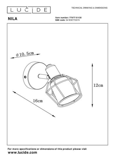 Lucide NILA Deckenleuchte E14 360° drehbar Schwarz, Rauchfarbe Grau 77977/01/30