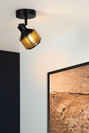 Lucide RAFA Deckenleuchte E14 360° drehbar Schwarz, Mattes Gold, Messing 77980/01/30