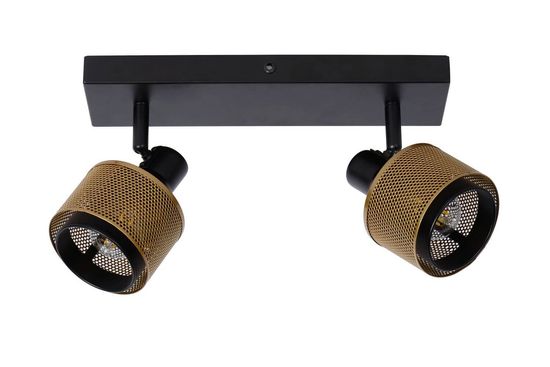 Lucide RAFA Deckenleuchte 2x E14 360° drehbar Schwarz, Mattes Gold, Messing 77980/02/30