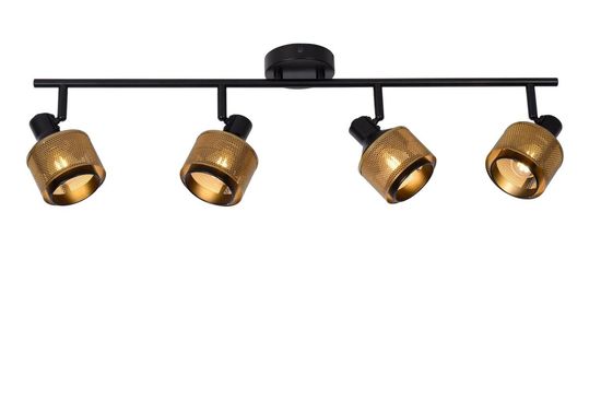 Lucide RAFA Deckenleuchte 4x E14 360° drehbar Schwarz, Mattes Gold, Messing 77980/04/30