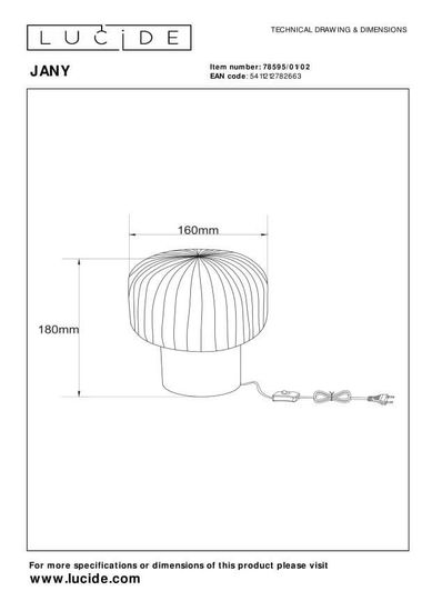 Lucide JANY Tischlampe E14 Mattes Gold, Messing, Rauchfarbe Grau 78595/01/02