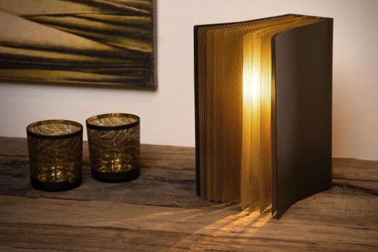 Lucide EXTRAVAGANZA LIVRET Tischlampe E14 Schwarz, Gold 78596/01/30