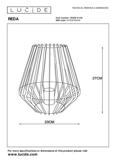 Lucide REDA Tischlampe E27 Schwarz 78598/01/30