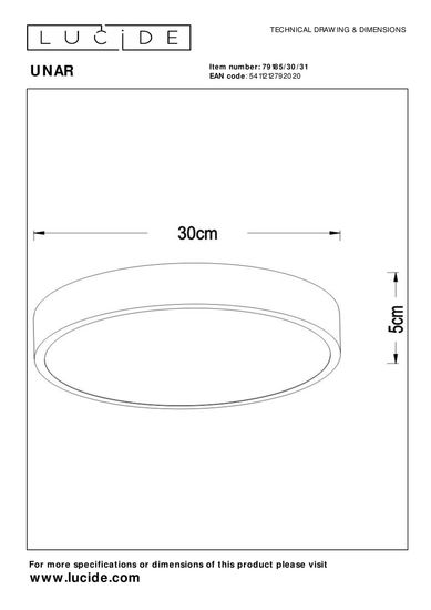 Lucide UNAR LED Deckenleuchte 3-Stufen-Dimmer 18W dimmbar Weiß, Opal 79185/30/31
